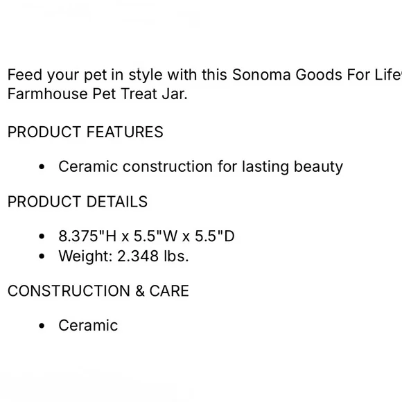 Sonoma Goods For Life Farmhouse Pet Treat Jar - Picture 9 of 9